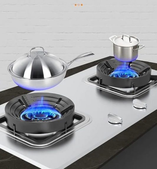 Gas Stove Burner Stand | Non-Slip Bracket, 3D Windproof Hood & Universal Cast Iron Cooktop Support