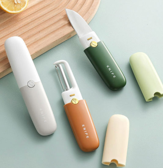 2-In-1 Stainless Steel Fruit Knife With Peeler | Portable Fruit Cutting & Peeling Tool For Kitchen & Travel