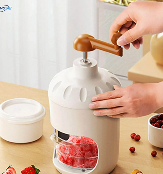 Portable Manual Ice Shaver Machine & Snow Cone Maker | Hand-Crank Slushie Maker With Stainless Steel Blades | For Home, Kitchen & Camping