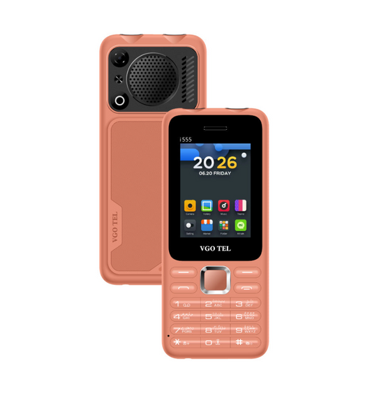 VGO TEL I555 Rugged Feature Phone | 2.4” Display | Dual SIM | Loud Speaker | Big Battery | PTA Approved | Salmon Pink
