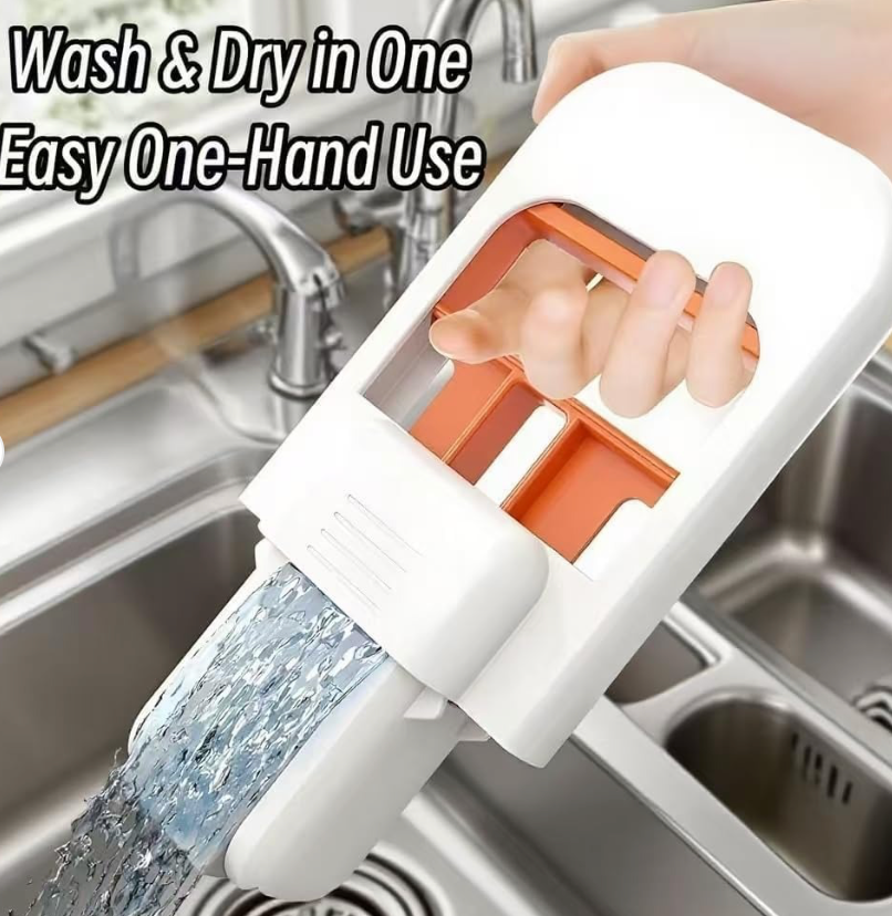 Foldable Desktop Mini Sponge Mop | Portable Wet & Dry Cleaning | Self-Squeezing Mop For Kitchen, Bathroom, Car & Glass