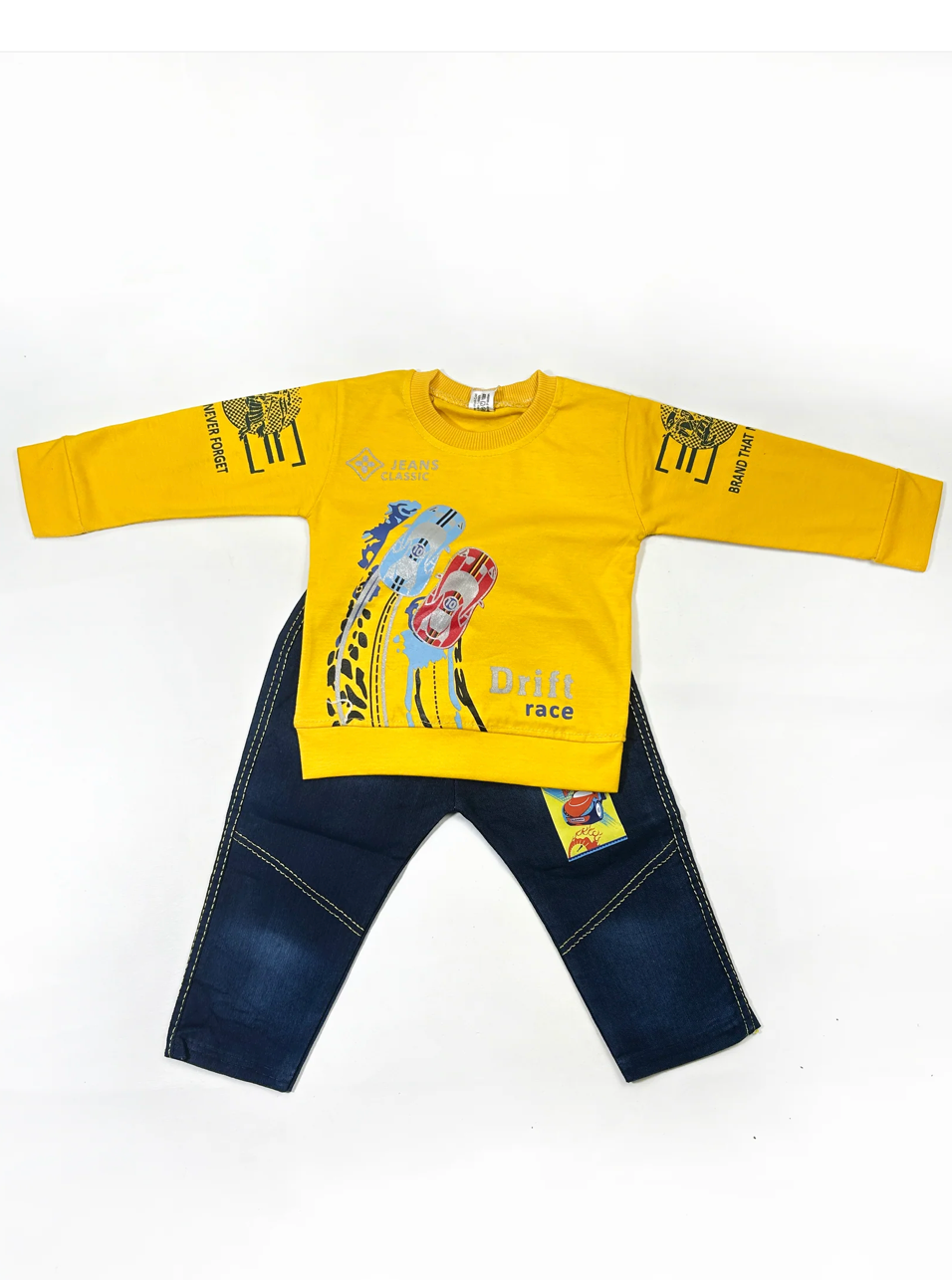 Kids Printed Drift Car Suit | Boys Racing Outfit | Cotton Kids Tracksuit | Trendy Car Print Clothing for Kids