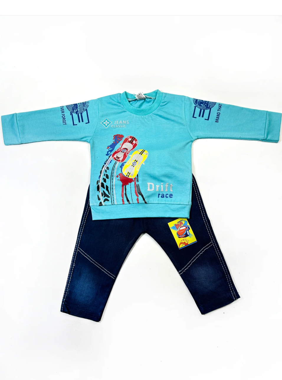 Kids Printed Drift Car Suit | Boys Racing Outfit | Cotton Kids Tracksuit | Trendy Car Print Clothing for Kids