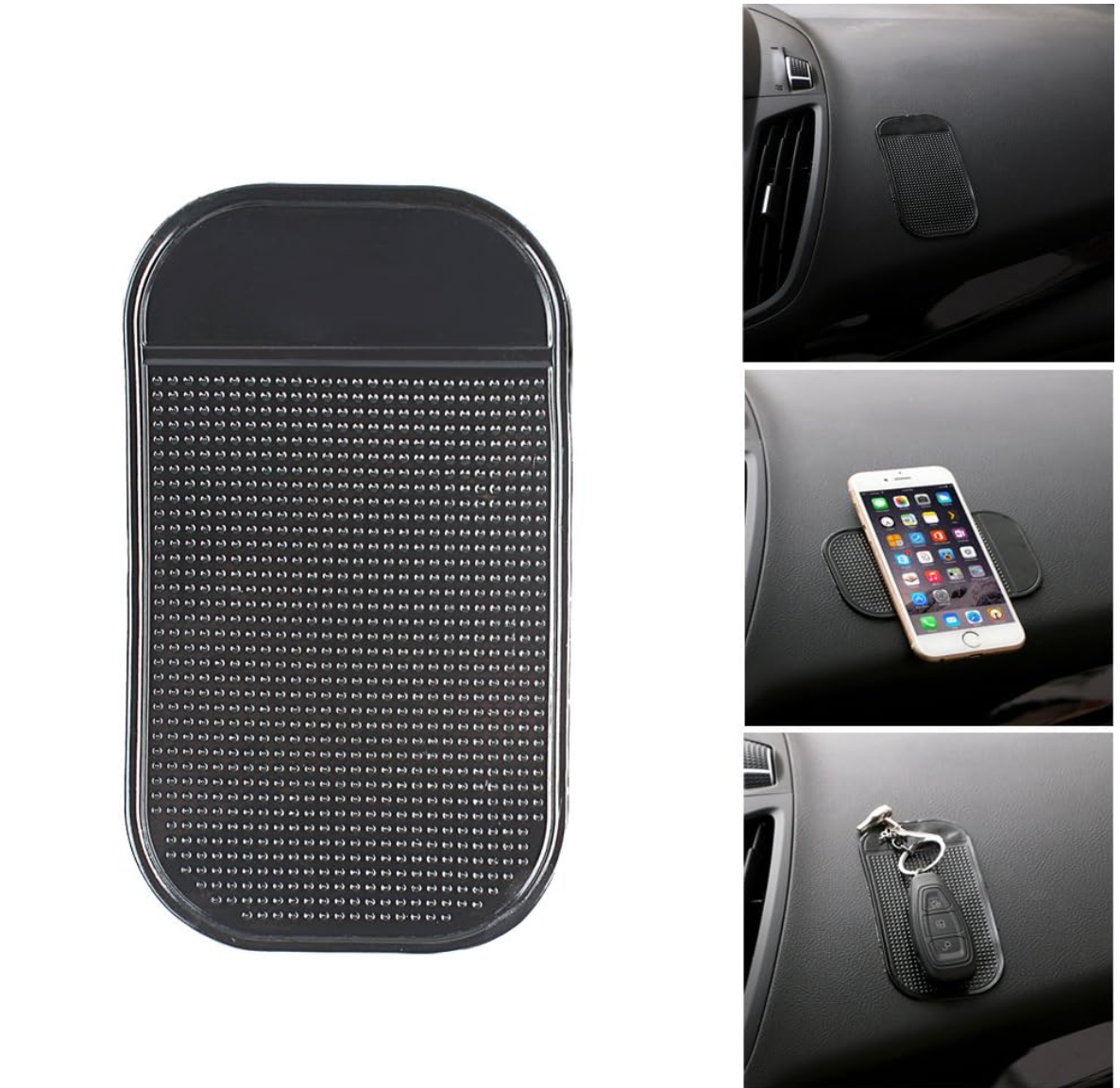 Car Dashboard Sticky Anti-Slip PVC Mat Silicone Anti-Slip Storage Mat Pads Non-Slip Sticky Pad For Phone Key Holder (BLACK)