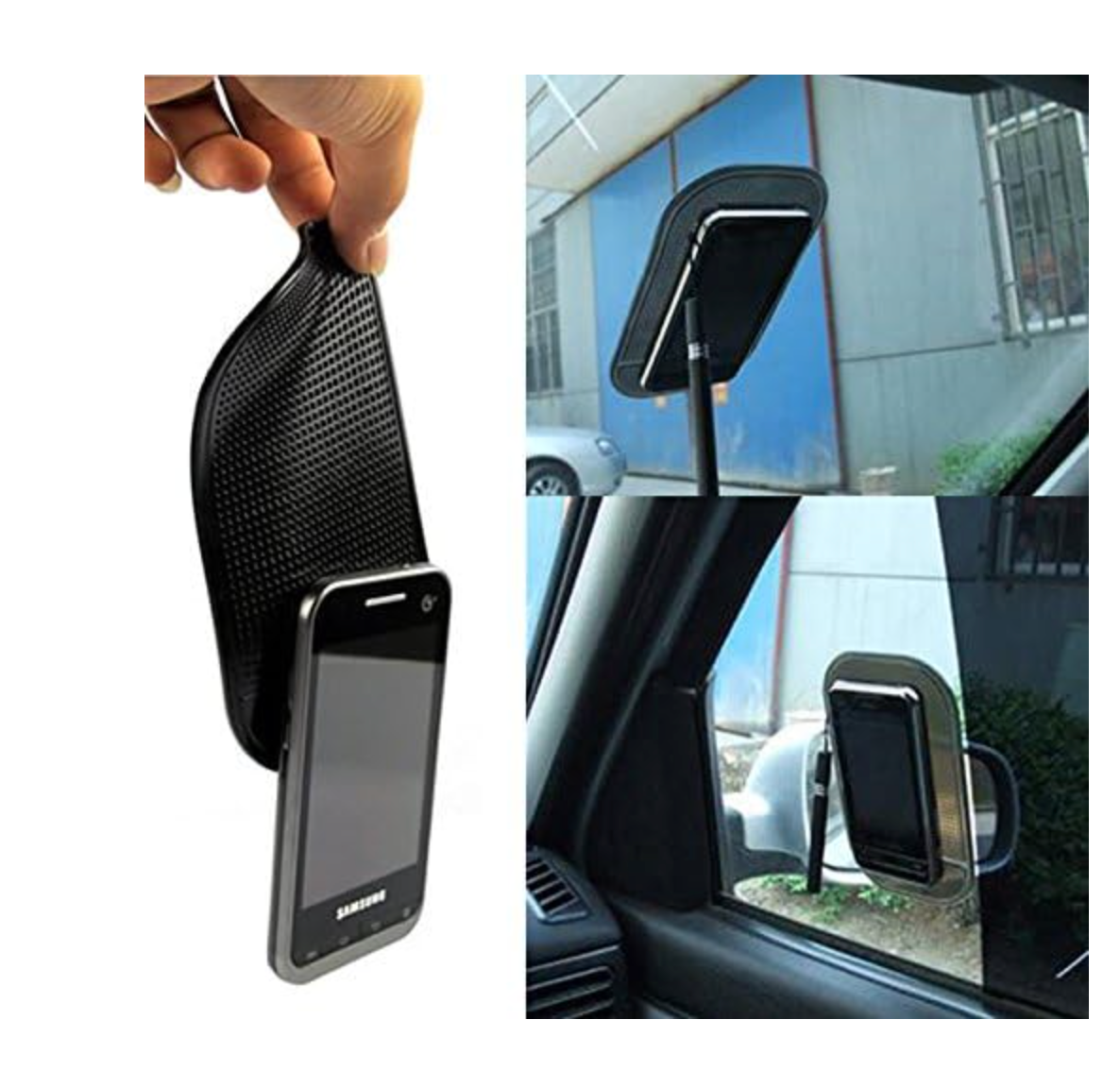 Car Dashboard Sticky Anti-Slip PVC Mat Silicone Anti-Slip Storage Mat Pads Non-Slip Sticky Pad For Phone Key Holder (BLACK)