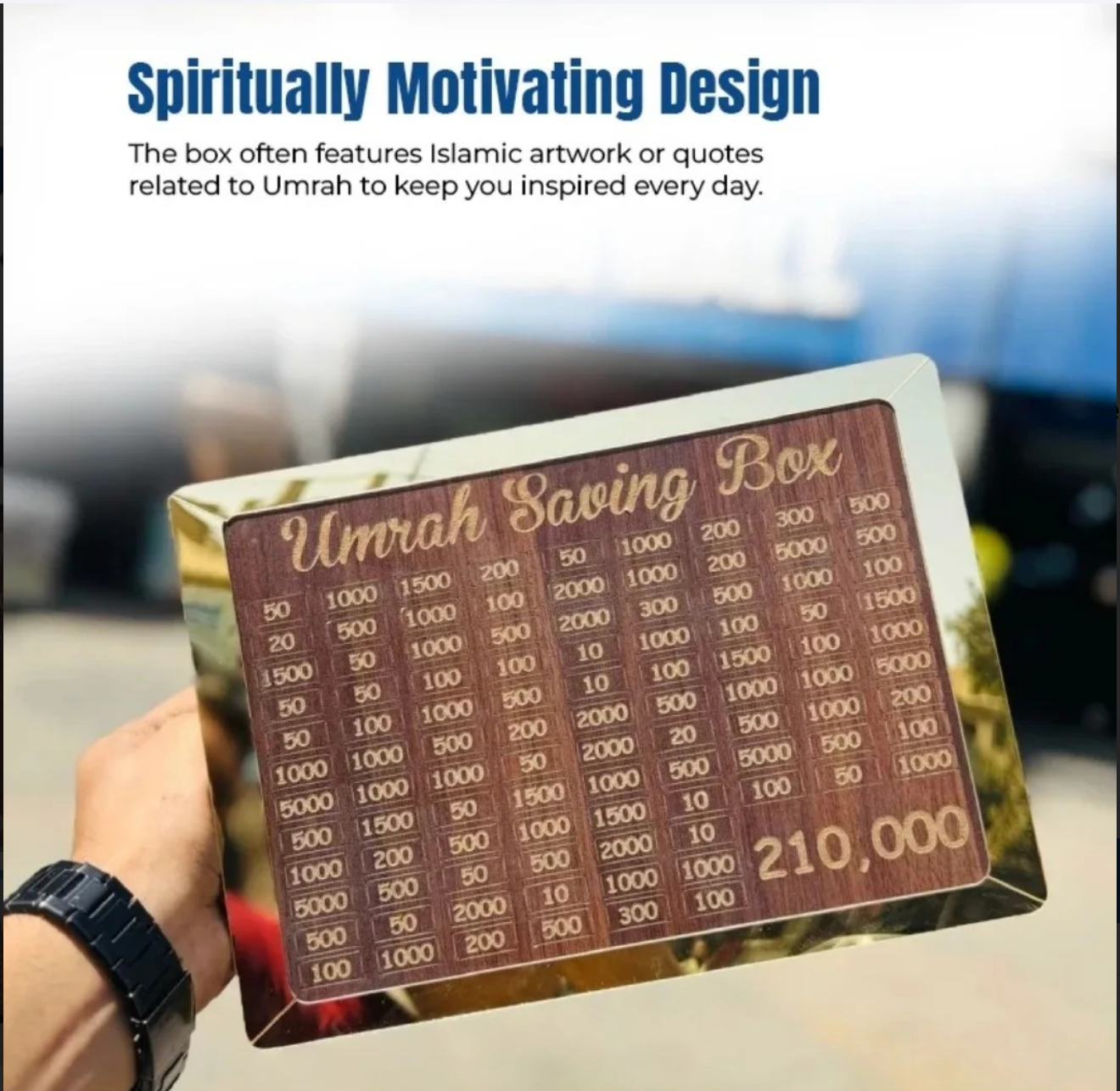 Umrah Saving Box - Wooden Islamic Money Saving Box 280 Day Umrah Saving Box Plan Turning Your Dreams Into Reality