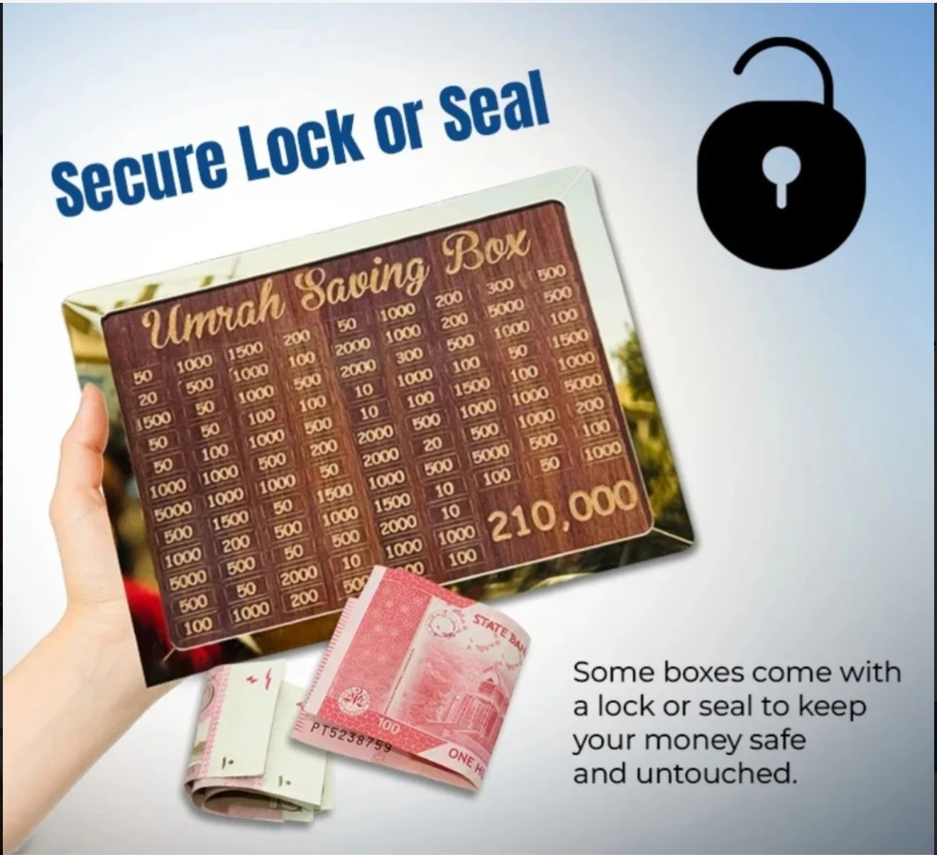 Umrah Saving Box - Wooden Islamic Money Saving Box 280 Day Umrah Saving Box Plan Turning Your Dreams Into Reality