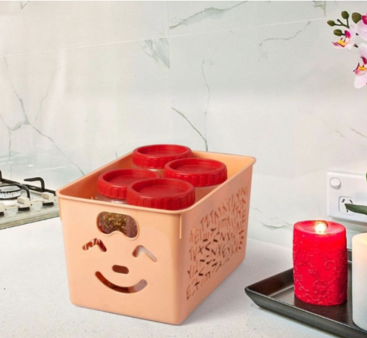 Pack Of 3 Smile Basket | Storage Organizer Basket | Multipurpose Baskets For Kitchen, Home, Office & Bathroom (random Color)