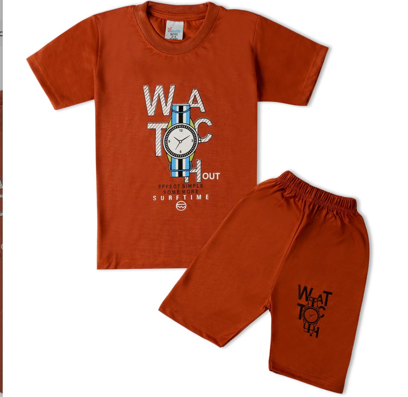 Bundle Offer 2 Pcs Boys Half Sleeves Suit - Orange & Rust