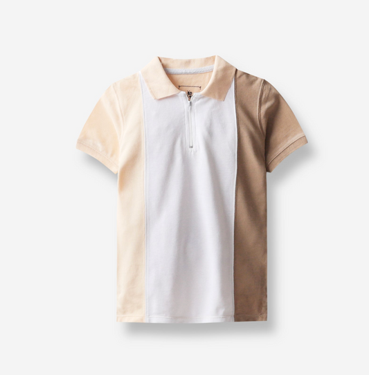 Boys’ Triple Tone Polo Shirt – Half Sleeves, Soft Cotton, Stylish Casual Wear,boys polo shirt Pakistan,kids half sleeves t-shirts,boys summer fashion,color block polo shirt boys ,kids casual wear Pakistan