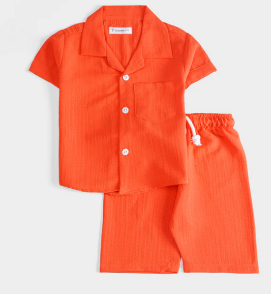 Boys Classic Half Sleeves Woven Suit – Stylish Summer Outfit