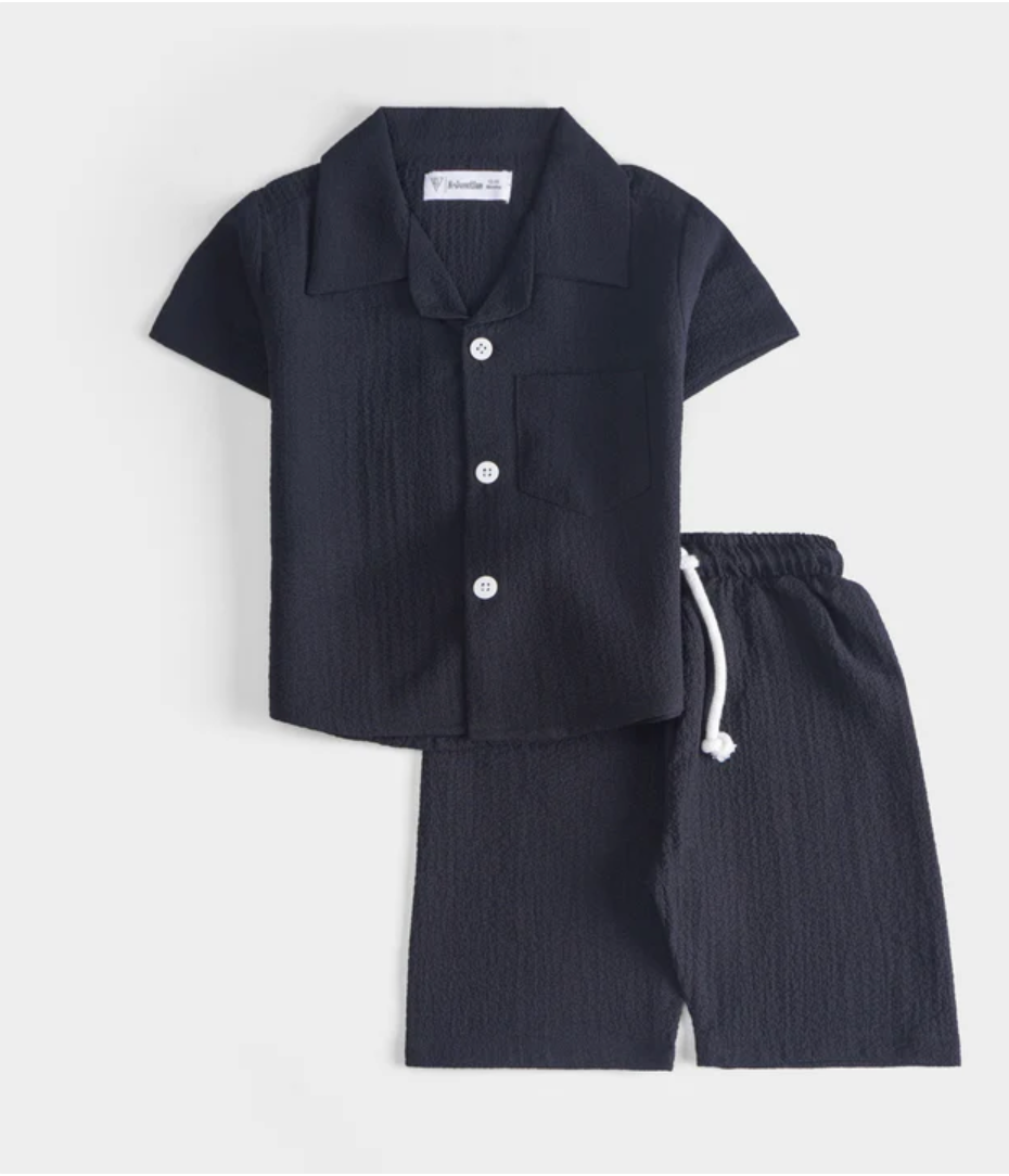 Boys Classic Half Sleeves Woven Suit – Stylish Summer Outfit