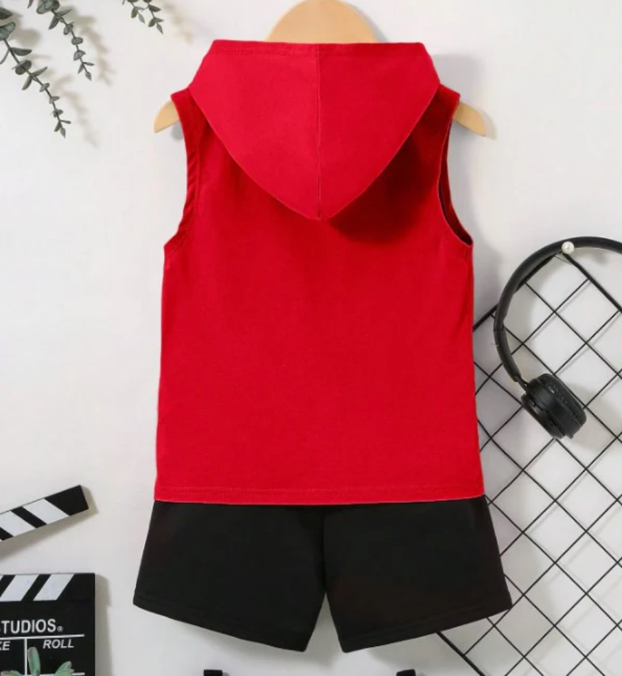 Boys Tank with Hoodie (Red)