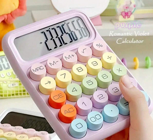 Colorful Mechanical Keyboard Style Calculator | Big Button LCD Display | Handheld, Cell Operated (Random Color)