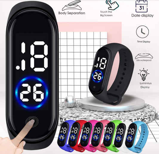Digital LED Sports Watch – Unisex Waterproof Fashion Rubber Wrist Band – Cell Operated Watch for Men & Women