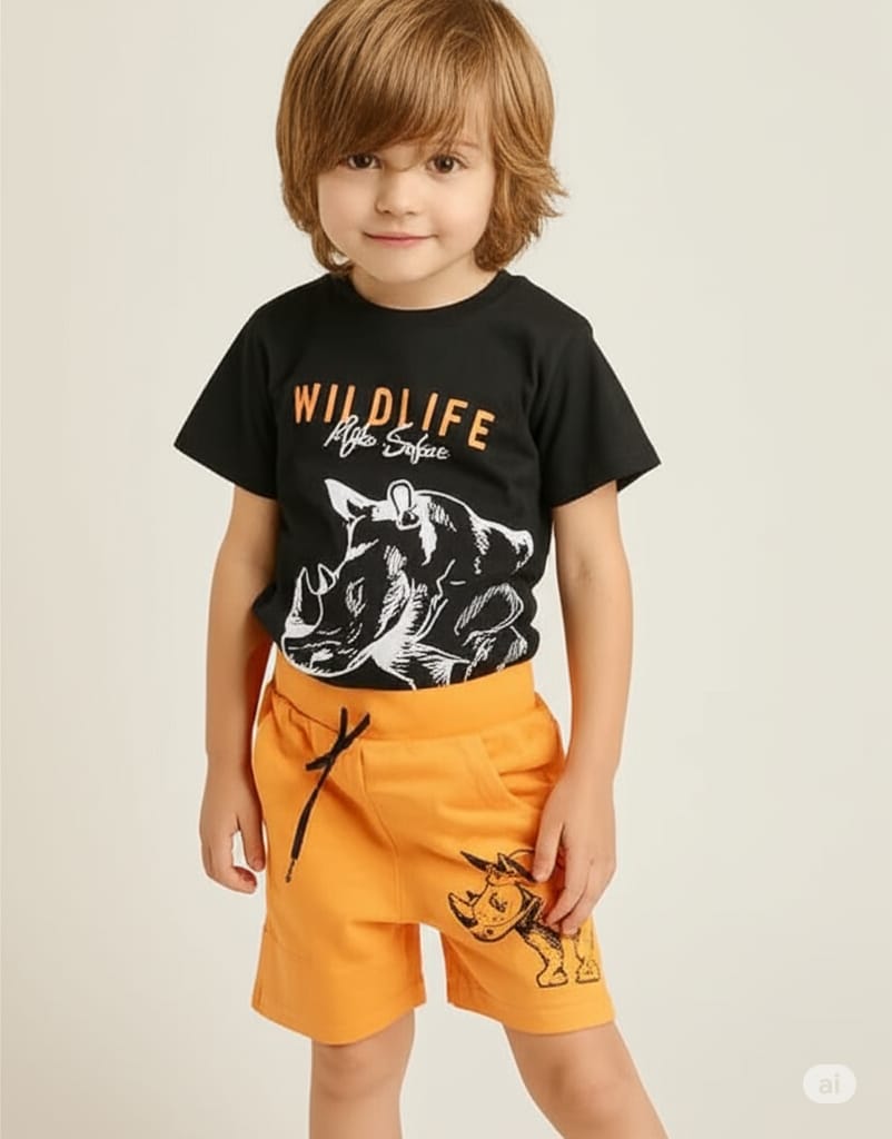 Summer kids T-shirt and shorts,Cute animal clothes for kids,Wildlife kids clothing,Outdoor adventure kids wear