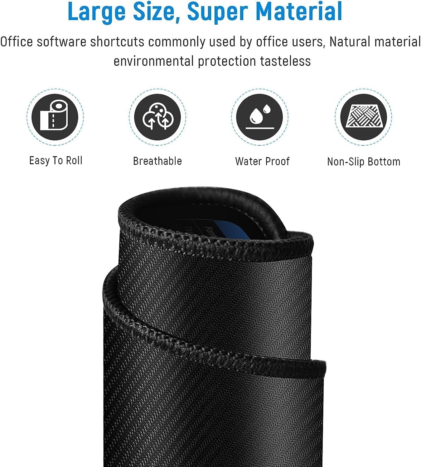 Keyboard Shortcut Mouse Pad, Office/Excel/Word/PPT Shortcuts Cheat Sheet Mat, Quick Key Super Large Anti-Slip Keyboard Pad wit Clear Shortcut Key..