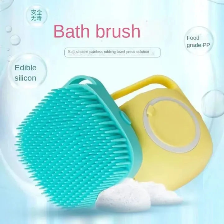Silicone Bath and Body Shower Brush with Liquid Soap Dispenser | High Quality with Handle