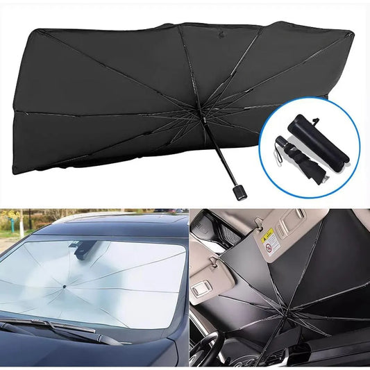 Car Umbrella Sun Shade Cover for Windshield UV Reflecting Foldable Front Car Sunshade Umbrella Heat Blocker for All Vehicles