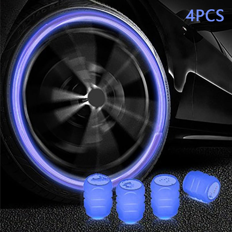 4pcs Luminous Valve Caps Fluorescent Night Glowing Cars,Motorcycle,Bicycle,Bike Wheel Tyre Hub Luminous Valve Stem Caps Decors